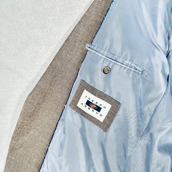 Joseph Abboud Blazer Mens 46 XL Beige Linen Wool Slim Fit Sport Coat Jacket - Picture 7 of 15